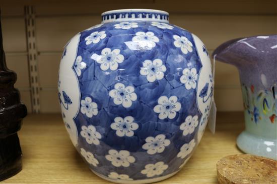 A large Chinese blue and white ginger jar